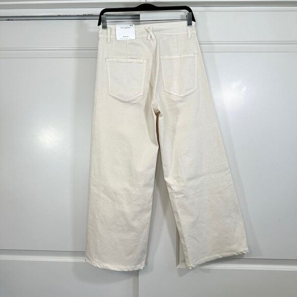 Stradivarius Ivory/Beige Twill Wide Leg Pants Culotte - NEW - Picture 4 of 11